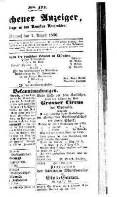 Neueste Nachrichten aus dem Gebiete der Politik (Münchner neueste Nachrichten) Mittwoch 7. August 1850