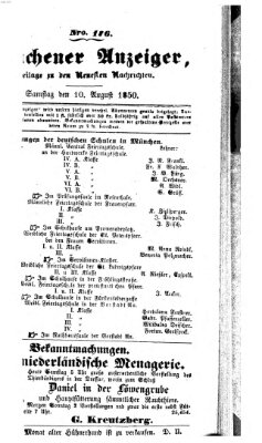 Neueste Nachrichten aus dem Gebiete der Politik (Münchner neueste Nachrichten) Samstag 10. August 1850