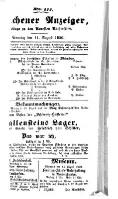 Neueste Nachrichten aus dem Gebiete der Politik (Münchner neueste Nachrichten) Sonntag 11. August 1850