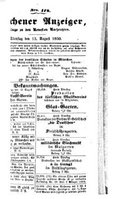 Neueste Nachrichten aus dem Gebiete der Politik (Münchner neueste Nachrichten) Dienstag 13. August 1850