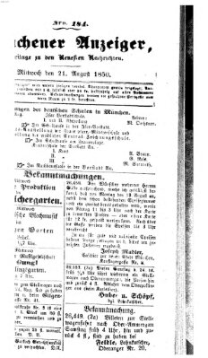 Neueste Nachrichten aus dem Gebiete der Politik (Münchner neueste Nachrichten) Mittwoch 21. August 1850