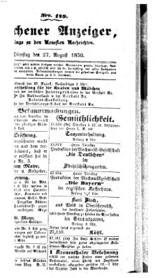 Neueste Nachrichten aus dem Gebiete der Politik (Münchner neueste Nachrichten) Dienstag 27. August 1850