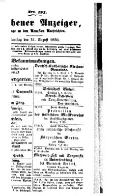 Neueste Nachrichten aus dem Gebiete der Politik (Münchner neueste Nachrichten) Samstag 31. August 1850