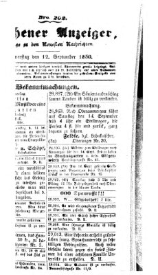 Neueste Nachrichten aus dem Gebiete der Politik (Münchner neueste Nachrichten) Donnerstag 12. September 1850