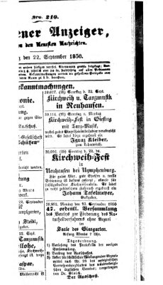 Neueste Nachrichten aus dem Gebiete der Politik (Münchner neueste Nachrichten) Sonntag 22. September 1850