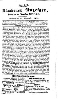 Neueste Nachrichten aus dem Gebiete der Politik (Münchner neueste Nachrichten) Mittwoch 25. September 1850