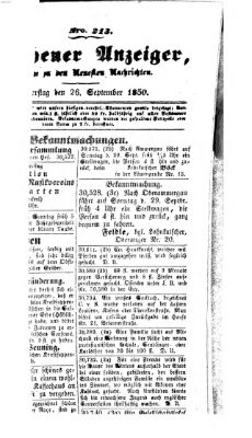 Neueste Nachrichten aus dem Gebiete der Politik (Münchner neueste Nachrichten) Donnerstag 26. September 1850