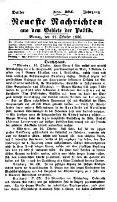 Neueste Nachrichten aus dem Gebiete der Politik (Münchner neueste Nachrichten) Montag 21. Oktober 1850