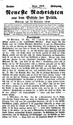 Neueste Nachrichten aus dem Gebiete der Politik (Münchner neueste Nachrichten) Mittwoch 13. November 1850