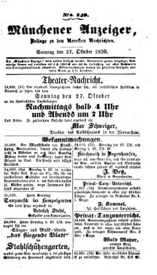 Neueste Nachrichten aus dem Gebiete der Politik (Münchner neueste Nachrichten) Sonntag 27. Oktober 1850