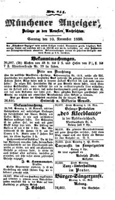 Neueste Nachrichten aus dem Gebiete der Politik (Münchner neueste Nachrichten) Sonntag 10. November 1850