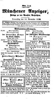 Neueste Nachrichten aus dem Gebiete der Politik (Münchner neueste Nachrichten) Donnerstag 14. November 1850