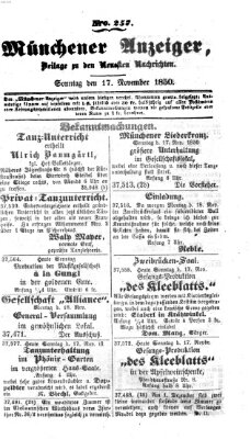 Neueste Nachrichten aus dem Gebiete der Politik (Münchner neueste Nachrichten) Sonntag 17. November 1850