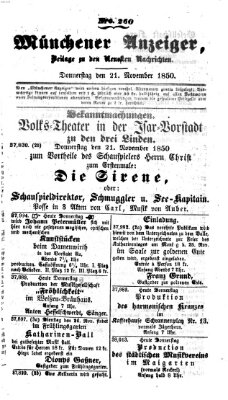 Neueste Nachrichten aus dem Gebiete der Politik (Münchner neueste Nachrichten) Donnerstag 21. November 1850