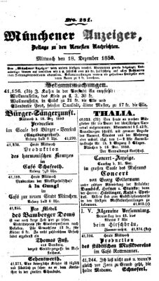 Neueste Nachrichten aus dem Gebiete der Politik (Münchner neueste Nachrichten) Mittwoch 18. Dezember 1850