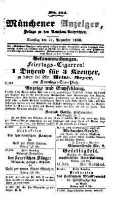 Neueste Nachrichten aus dem Gebiete der Politik (Münchner neueste Nachrichten) Samstag 21. Dezember 1850