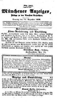 Neueste Nachrichten aus dem Gebiete der Politik (Münchner neueste Nachrichten) Sonntag 22. Dezember 1850