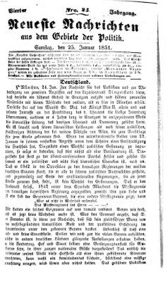 Neueste Nachrichten aus dem Gebiete der Politik (Münchner neueste Nachrichten) Samstag 25. Januar 1851