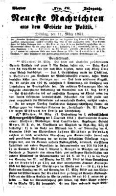 Neueste Nachrichten aus dem Gebiete der Politik (Münchner neueste Nachrichten) Dienstag 11. März 1851