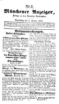 Neueste Nachrichten aus dem Gebiete der Politik (Münchner neueste Nachrichten) Donnerstag 2. Januar 1851