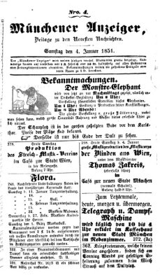 Neueste Nachrichten aus dem Gebiete der Politik (Münchner neueste Nachrichten) Samstag 4. Januar 1851