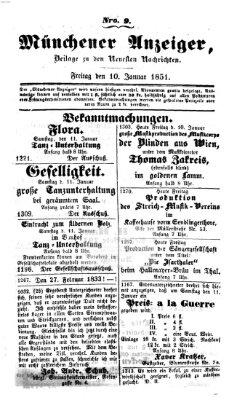 Neueste Nachrichten aus dem Gebiete der Politik (Münchner neueste Nachrichten) Freitag 10. Januar 1851