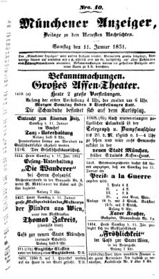 Neueste Nachrichten aus dem Gebiete der Politik (Münchner neueste Nachrichten) Samstag 11. Januar 1851