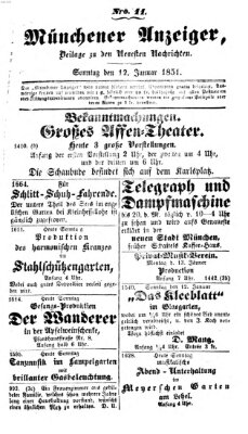 Neueste Nachrichten aus dem Gebiete der Politik (Münchner neueste Nachrichten) Sonntag 12. Januar 1851