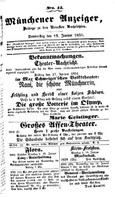 Neueste Nachrichten aus dem Gebiete der Politik (Münchner neueste Nachrichten) Donnerstag 16. Januar 1851