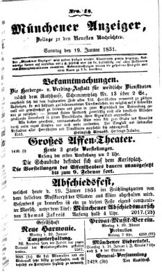 Neueste Nachrichten aus dem Gebiete der Politik (Münchner neueste Nachrichten) Sonntag 19. Januar 1851