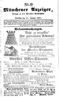 Neueste Nachrichten aus dem Gebiete der Politik (Münchner neueste Nachrichten) Dienstag 21. Januar 1851