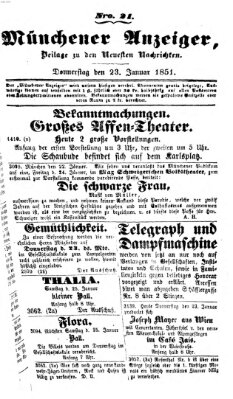 Neueste Nachrichten aus dem Gebiete der Politik (Münchner neueste Nachrichten) Donnerstag 23. Januar 1851