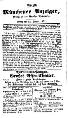 Neueste Nachrichten aus dem Gebiete der Politik (Münchner neueste Nachrichten) Freitag 24. Januar 1851