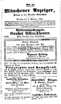 Neueste Nachrichten aus dem Gebiete der Politik (Münchner neueste Nachrichten) Dienstag 4. Februar 1851