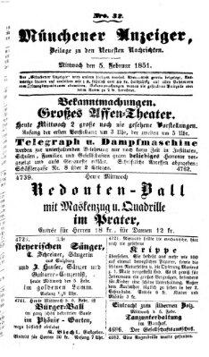 Neueste Nachrichten aus dem Gebiete der Politik (Münchner neueste Nachrichten) Mittwoch 5. Februar 1851