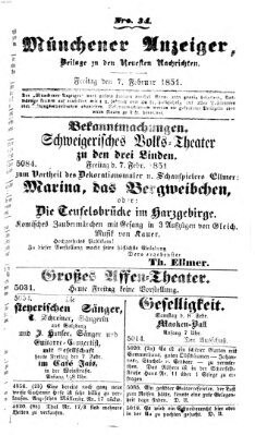 Neueste Nachrichten aus dem Gebiete der Politik (Münchner neueste Nachrichten) Freitag 7. Februar 1851