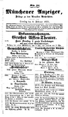 Neueste Nachrichten aus dem Gebiete der Politik (Münchner neueste Nachrichten) Samstag 8. Februar 1851