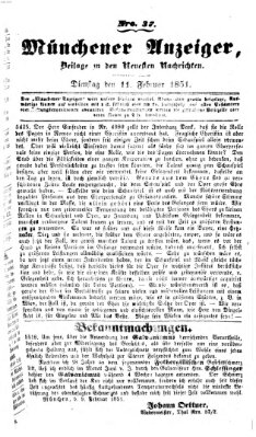 Neueste Nachrichten aus dem Gebiete der Politik (Münchner neueste Nachrichten) Dienstag 11. Februar 1851