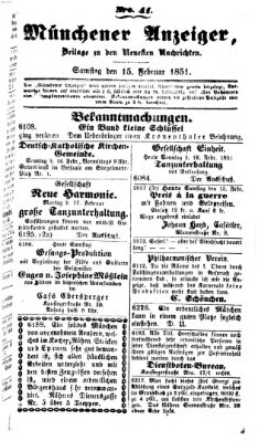 Neueste Nachrichten aus dem Gebiete der Politik (Münchner neueste Nachrichten) Samstag 15. Februar 1851