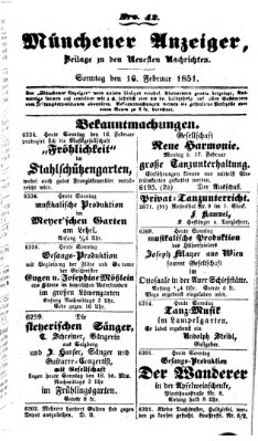 Neueste Nachrichten aus dem Gebiete der Politik (Münchner neueste Nachrichten) Sonntag 16. Februar 1851