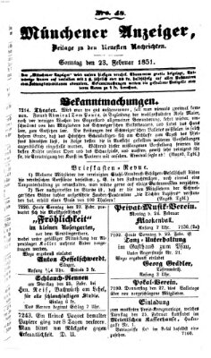 Neueste Nachrichten aus dem Gebiete der Politik (Münchner neueste Nachrichten) Sonntag 23. Februar 1851