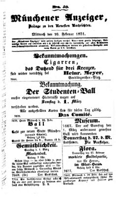 Neueste Nachrichten aus dem Gebiete der Politik (Münchner neueste Nachrichten) Mittwoch 26. Februar 1851