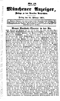 Neueste Nachrichten aus dem Gebiete der Politik (Münchner neueste Nachrichten) Freitag 28. Februar 1851