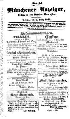 Neueste Nachrichten aus dem Gebiete der Politik (Münchner neueste Nachrichten) Sonntag 2. März 1851