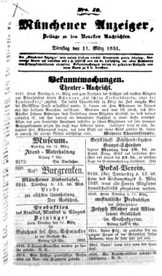 Neueste Nachrichten aus dem Gebiete der Politik (Münchner neueste Nachrichten) Dienstag 11. März 1851