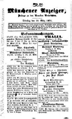 Neueste Nachrichten aus dem Gebiete der Politik (Münchner neueste Nachrichten) Dienstag 18. März 1851