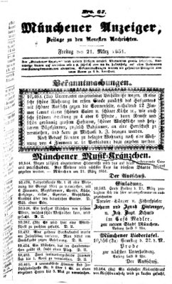 Neueste Nachrichten aus dem Gebiete der Politik (Münchner neueste Nachrichten) Freitag 21. März 1851