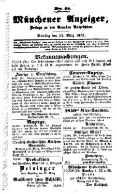 Neueste Nachrichten aus dem Gebiete der Politik (Münchner neueste Nachrichten) Samstag 22. März 1851