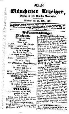 Neueste Nachrichten aus dem Gebiete der Politik (Münchner neueste Nachrichten) Mittwoch 26. März 1851