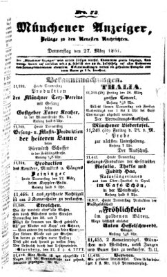 Neueste Nachrichten aus dem Gebiete der Politik (Münchner neueste Nachrichten) Donnerstag 27. März 1851